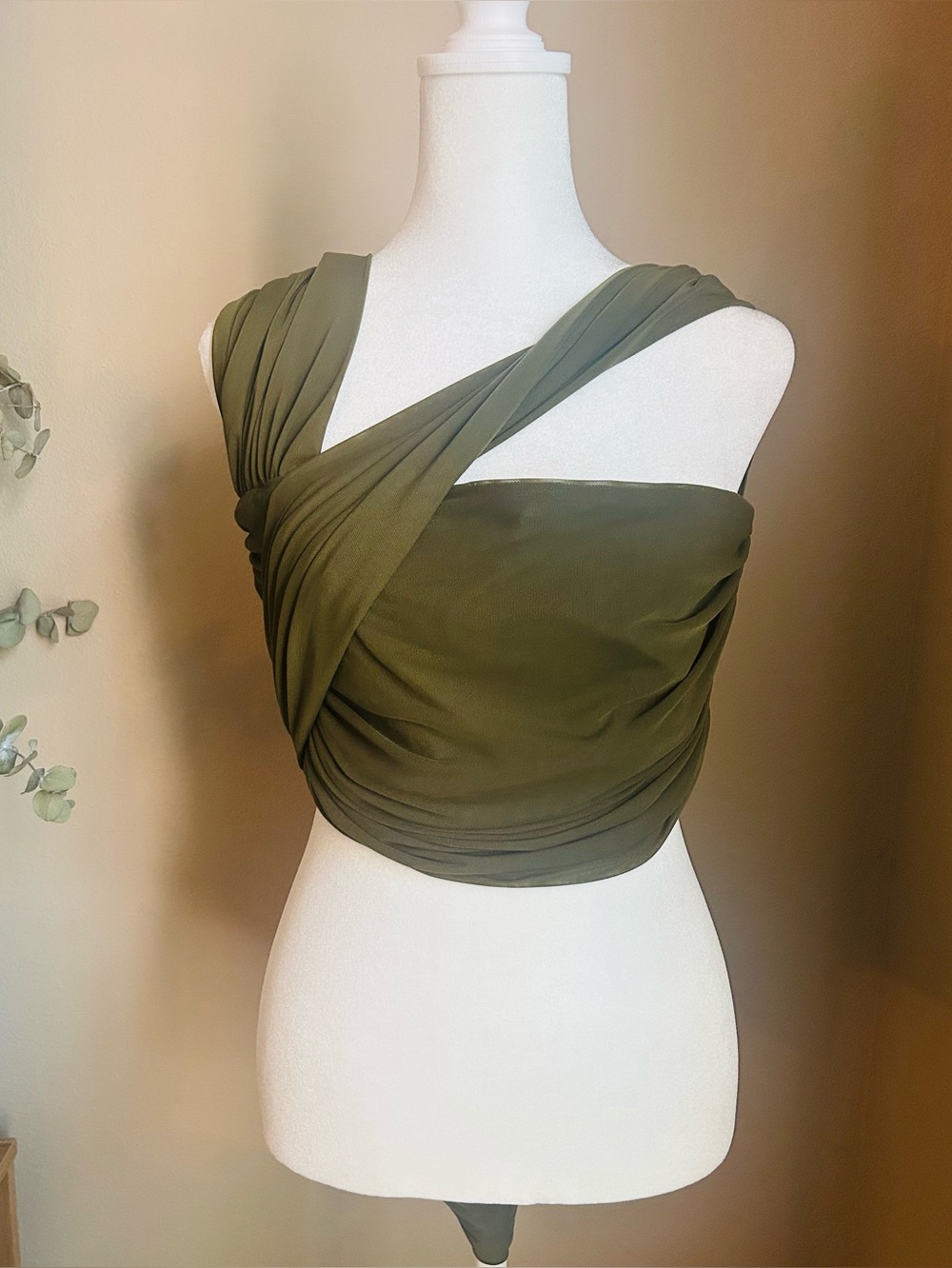 Andrea Iyamah Vani Bandeau Top Olive Size L NWT